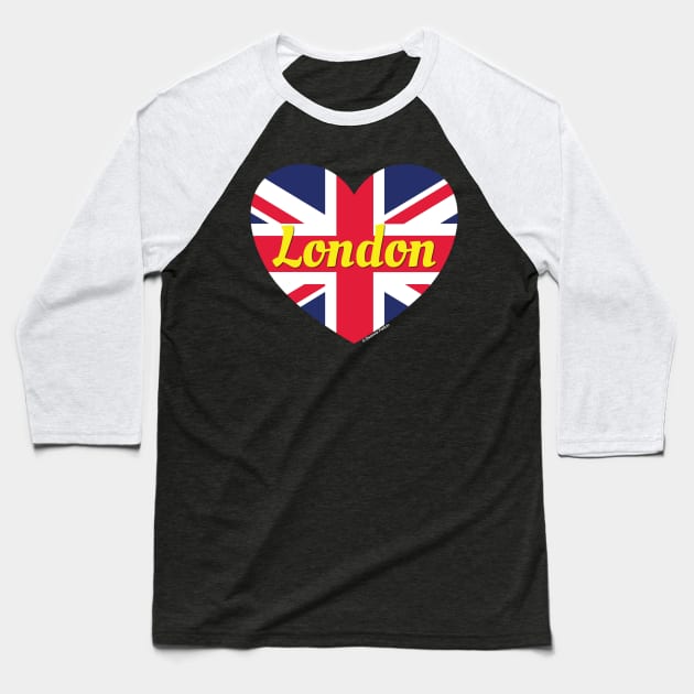 London England UK British Flag Heart Baseball T-Shirt by DPattonPD